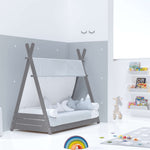 Lit Montessori gris pour bébés 70x140 cm avec linge de lit Galaxy � HOMY