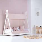 Lit cabane Montessori 90x200 cm avec linge de lit Cremarosa · Homy XL