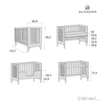 Lit bébé-bureau 60x120 cm (2in1) en bois/marengo · Nexor C187R-M6995