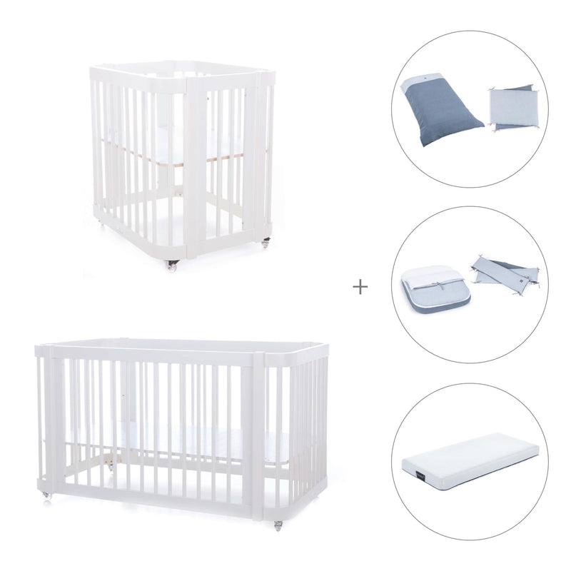 Berceau, lit bébé et lit d'enfant (4in1) en blanc · Crea Tre Bianco C301-M1100