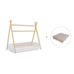 cama Montessori con forma de cabaña y toldo