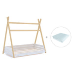 Lit d'enfant Montessori 90x200 cm en bois avec linge de lit Mint · Homy Life XL