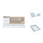 Lit bébé évolutif blanc/bois 70x140 cm avec tiroirs ou lit gigogne · Zen K460-M8411