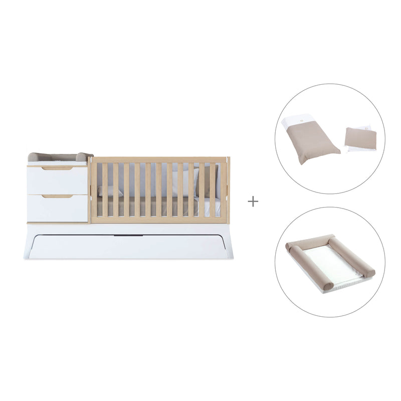 Convertible crib white/wood 70x140 cm · Zen K460N-M8411
