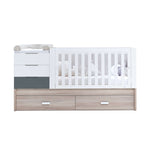 Lit bébé évolutif avec lit ou tiroirs gigogne (70x140 cm) bois/marengo · Sero Loft K547-M9469