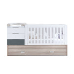 Lit bébé évolutif avec lit ou tiroirs gigogne (70x140 cm) bois/marengo · Sero Loft K547-M9469