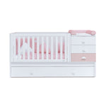 Lit bébé évolutif 70x140 cm avec lit/tiroirs gigogne en blanc/rose · Sero Bubble K554-M7742
