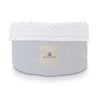 Round baby toiletries basket grey with stars print · Delphin 614-134