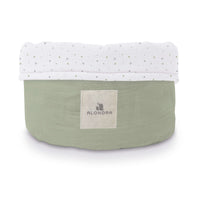 Round baby toiletries basket green with stars print · Mist 614-156
