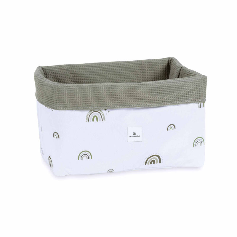 Olive-green padded baby toiletries basket · 618-127 Espuma do mar