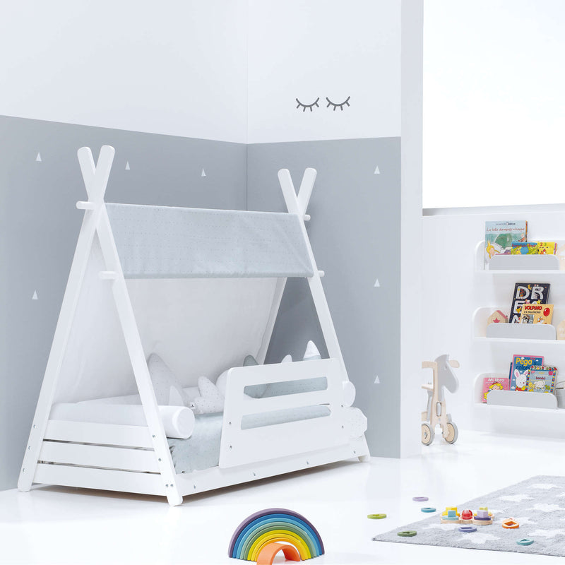 Lit cabane Montessori 90x200 cm avec linge de lit Galaxy · Homy XL