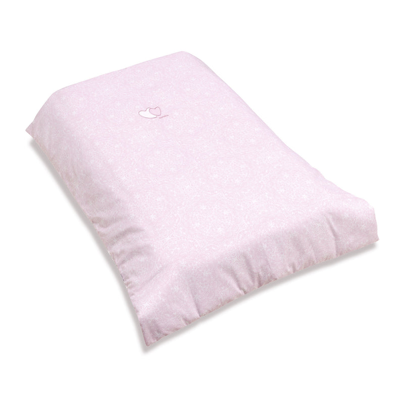 Nórdico para cuna de bebé en color rosa pastel con bordado de corazones