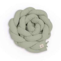 Braided crib/cot bumper (230 cm) in green-olive · 669-156