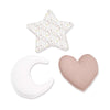 Set of 3 children's cushions (moon, star, heart) pink flowers · Liberty 693A-132