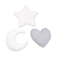 Set of 3 children's cushions (moon, star, heart) grey · Delphin 693A-134