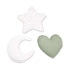 Set of 3 children's cushions (moon, star, heart) green-olive · Mist 693A-156