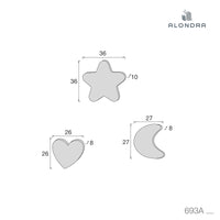 Set of 3 children's cushions (moon, star, heart) grey · Delphin 693A-134