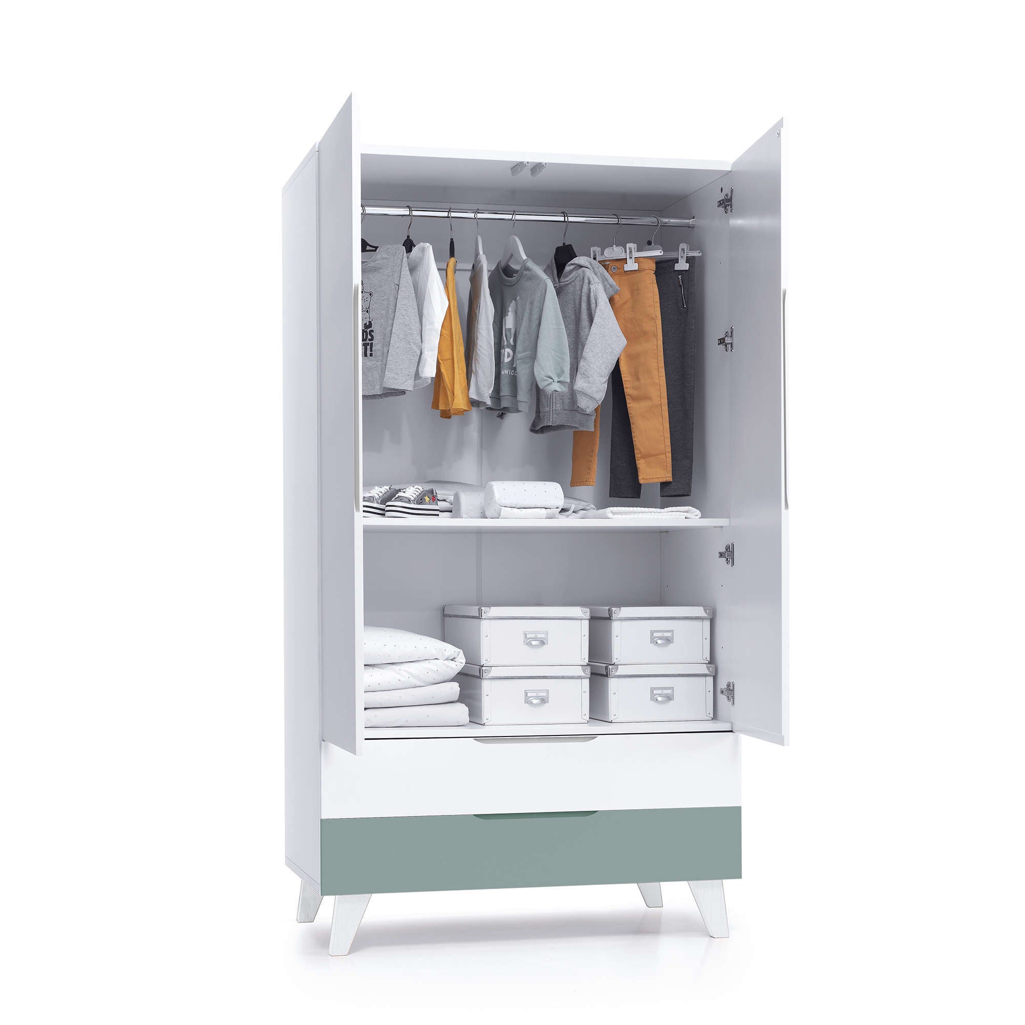 Armoire pour enfants (2 portes/2 tiroirs) laqué · Style A347