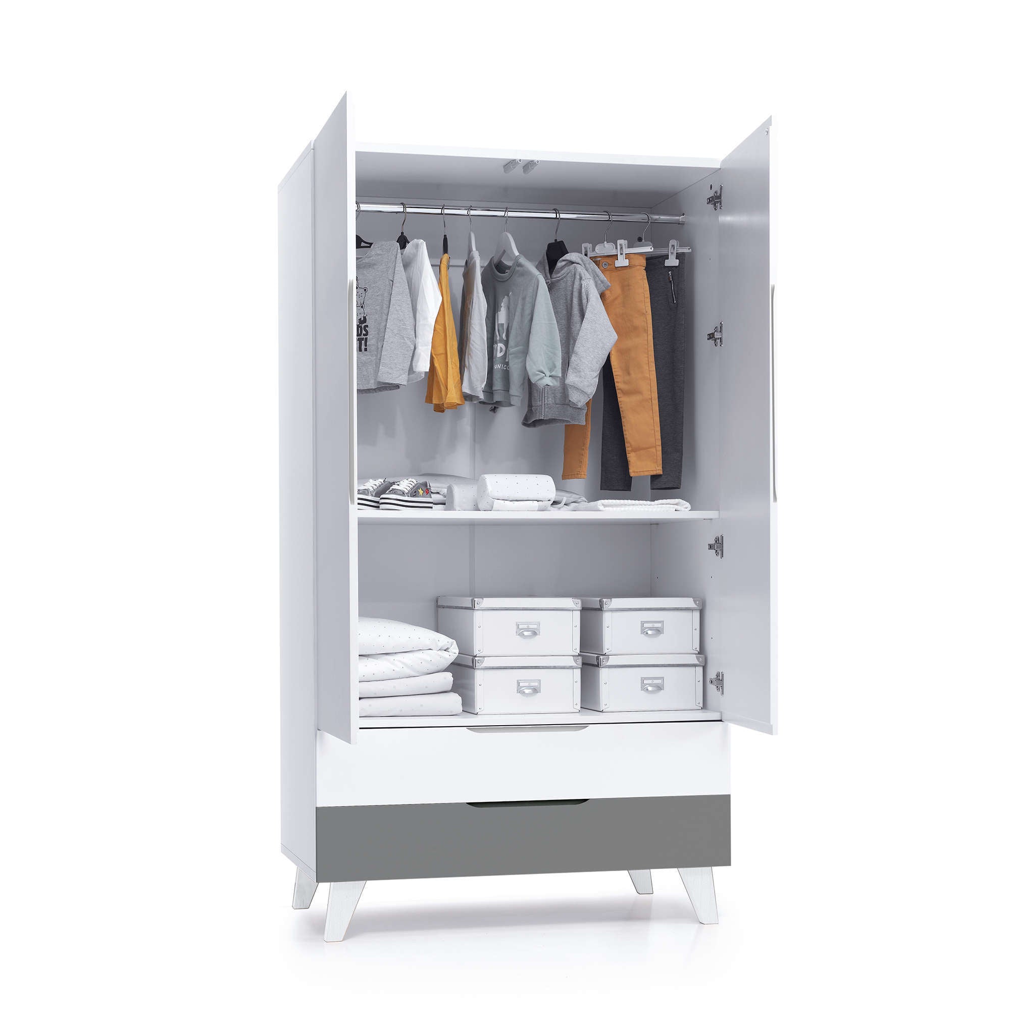 Armoire pour enfants (2 portes/2 tiroirs) laqué · Style A347