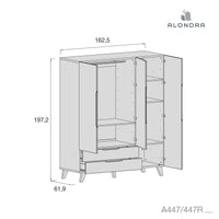 Armoire d'enfant (3 portes) avec pieds en bois · A447R Nomad Plus+