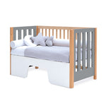 Cuna-sofá madera/gris para niños de hasta 3 años