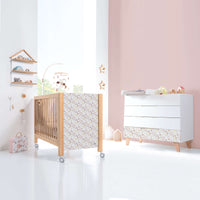 Lit bébé 60x120 cm en bois avec sticker fleurs roses · Ombra C167V-M9577-132