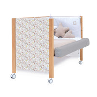 Lit bébé 60x120 cm en bois avec sticker fleurs roses · Ombra C167V-M9577-132