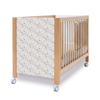 Lit bébé 60x120 cm en bois avec sticker fleurs roses · Ombra C167V-M9577-132