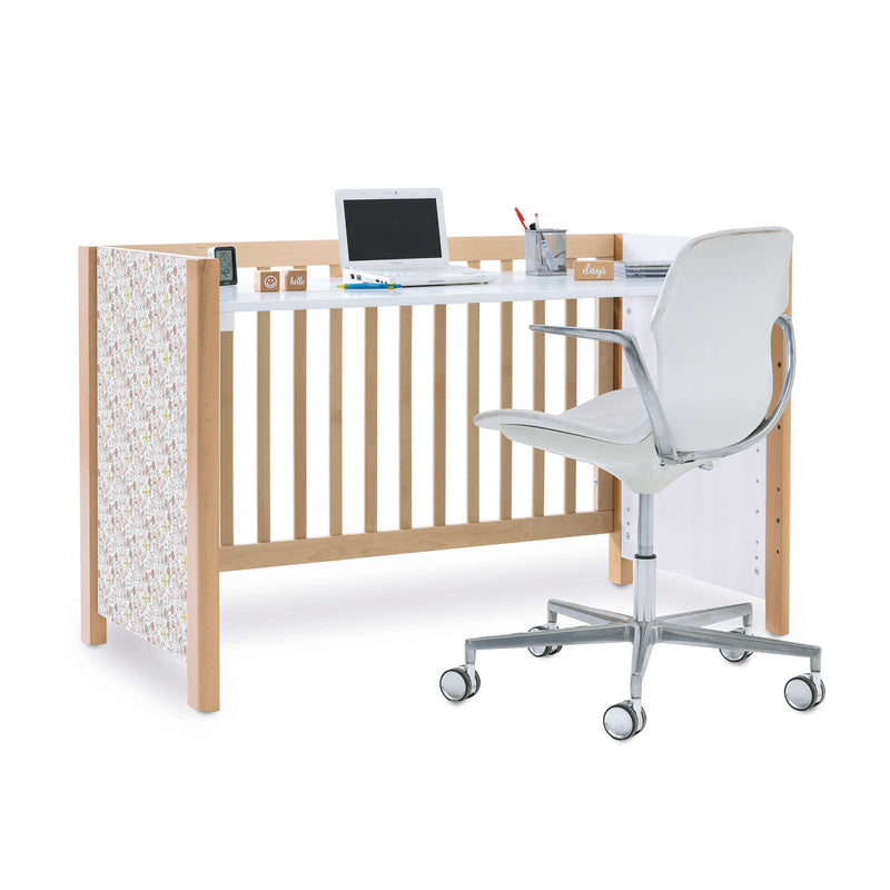 Lit bébé 60x120 cm en bois avec sticker fleurs roses · Ombra C167V-M9577-132