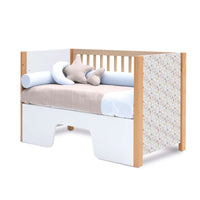 Lit bébé 60x120 cm en bois avec sticker fleurs roses · Ombra C167V-M9577-132
