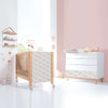 Cot 60x120 cm in wood with pink flowers sticker on headboard · Ombra Liberty