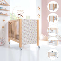 Cot 60x120 cm in wood with pink flowers sticker on headboard · Ombra Liberty