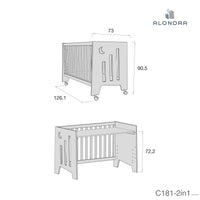 Kinderbettset 60x120 cm und Babybadewanne in Weiß und Olivgrün