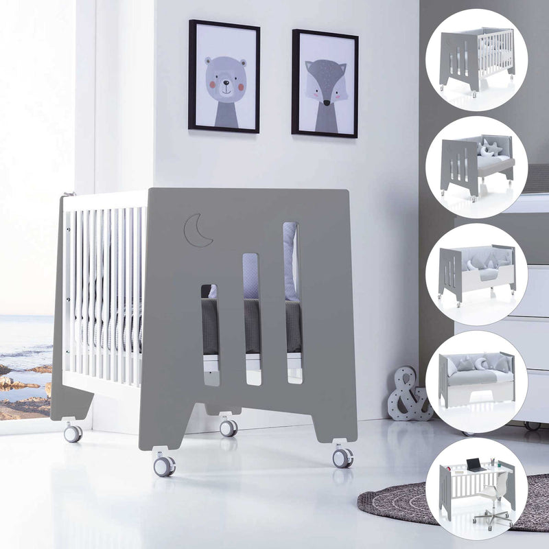 Co-sleeping cot 60x120 cm (5in1) white/anthracite · Omni Due Antracita