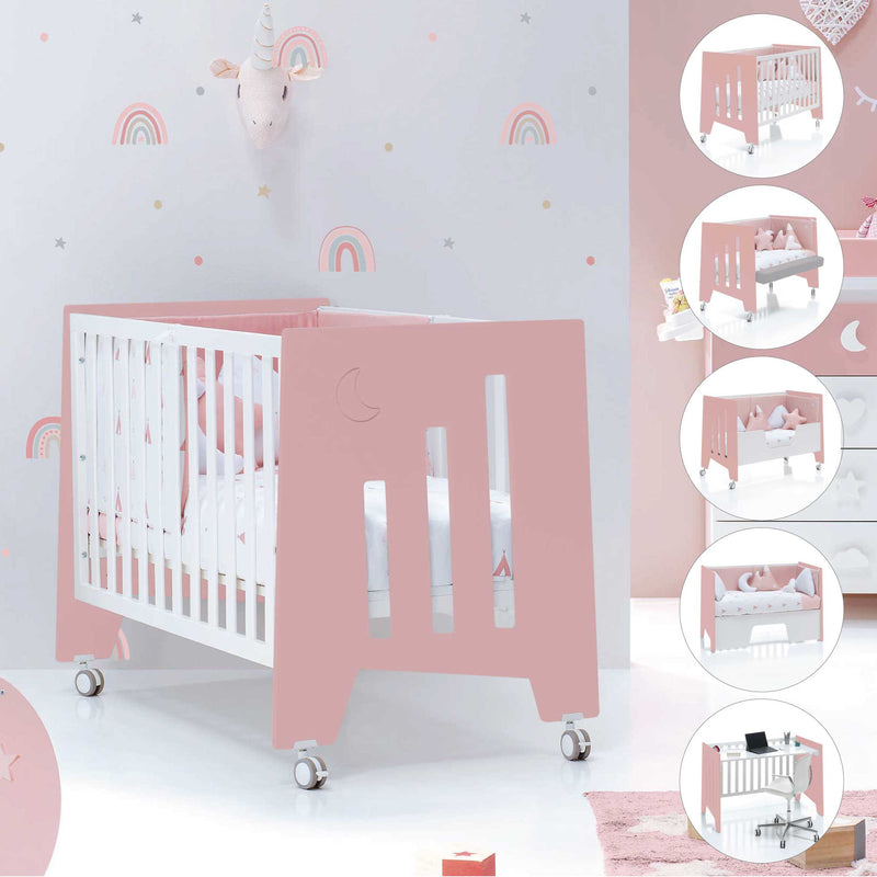 Co-sleeping cot 60x120 cm (5in1) pink/white · Omni Due Quarzo