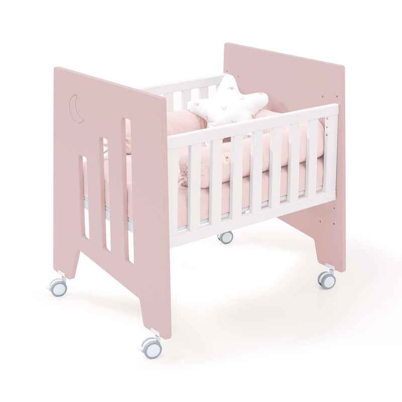 Co-sleeping crib (5in1) with wheels 60x80 cm light pink · Omni Uno Flamingo
