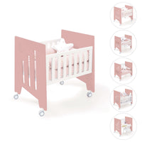 Co-sleeping crib (5in1) with wheels 60x80 cm pink · Omni Uno Quarzo