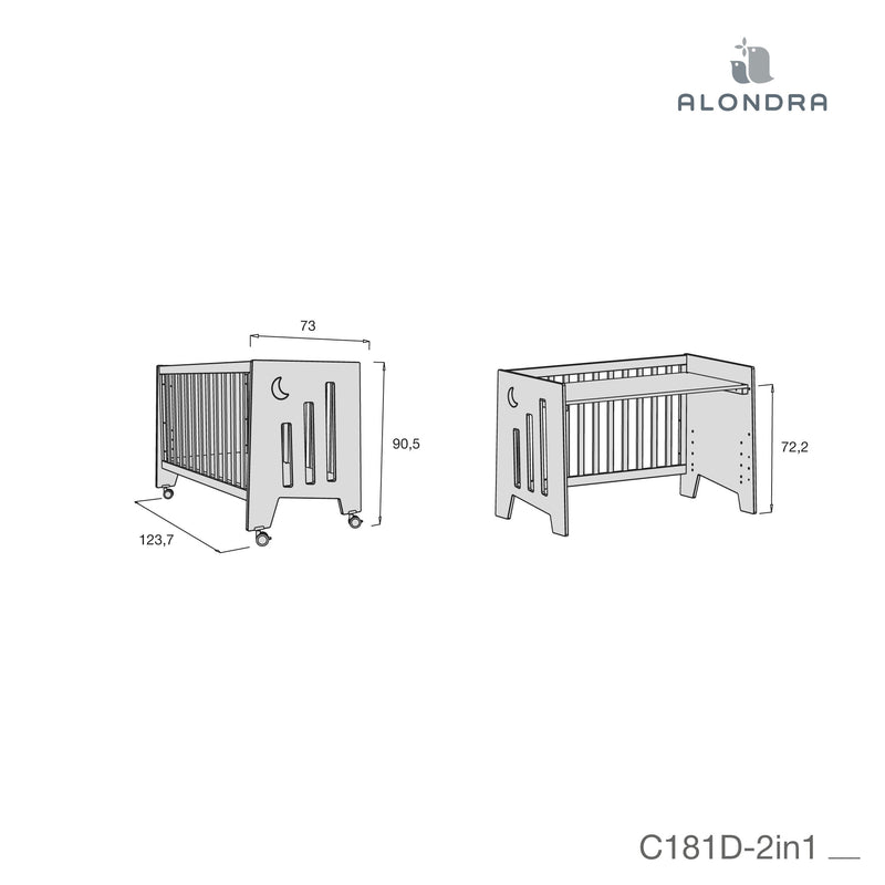Kit conversion de berceau 60x80 cm à lit bébé 60x120 cm blanc