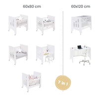 Crib 60x80 cm and cot 60x120 cm (7in1) white · Omni Tre White