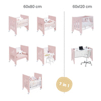 Crib 60x80 cm and cot 60x120 cm (7in1) light pink · Omni Tre Flamingo