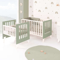 Berceau et lit bébé tout en un (7en1) blanc/vert-olive · Nexo Tre Erba