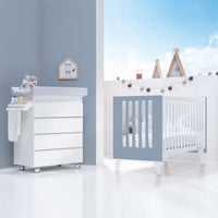 Mini berço e berço todo en uno (7em1) branco/azul · Nexo Tre Blu denim