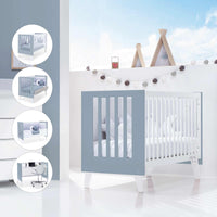 Co-sleeping cot 60x120 cm (4in1) white/blue · Nexo Due Blu denim