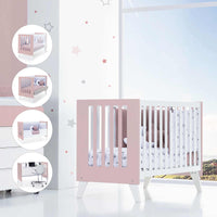 Co-sleeping cot 60x120 cm (4in1) light pink · Nexo Due Flamingo