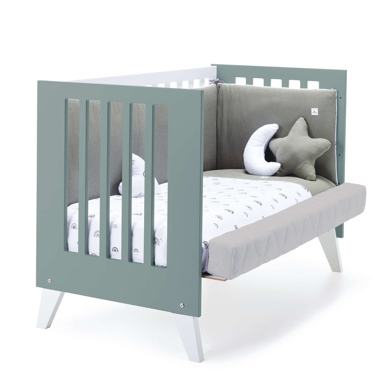 Co-sleeping cot 60x120 cm (4in1) white/green eucalyptus · Nexo Due Eucalyptus