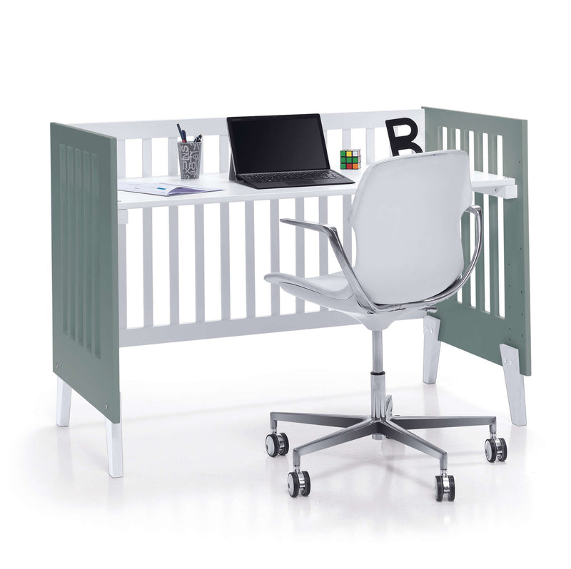 Mini berço e berço todo en uno (7em1) branco/verde eucalipto · Nexo Tre Eucalyptus