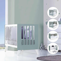 Co-sleeping cot 60x120 cm (4in1) white/green eucalyptus · Nexo Due Eucalyptus