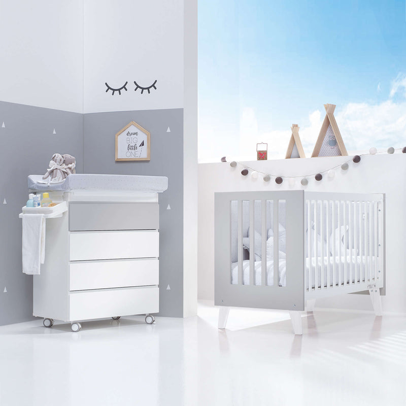 Mini berço e berço todo en uno (7em1) branco/cinzento · Nexo Tre Grey