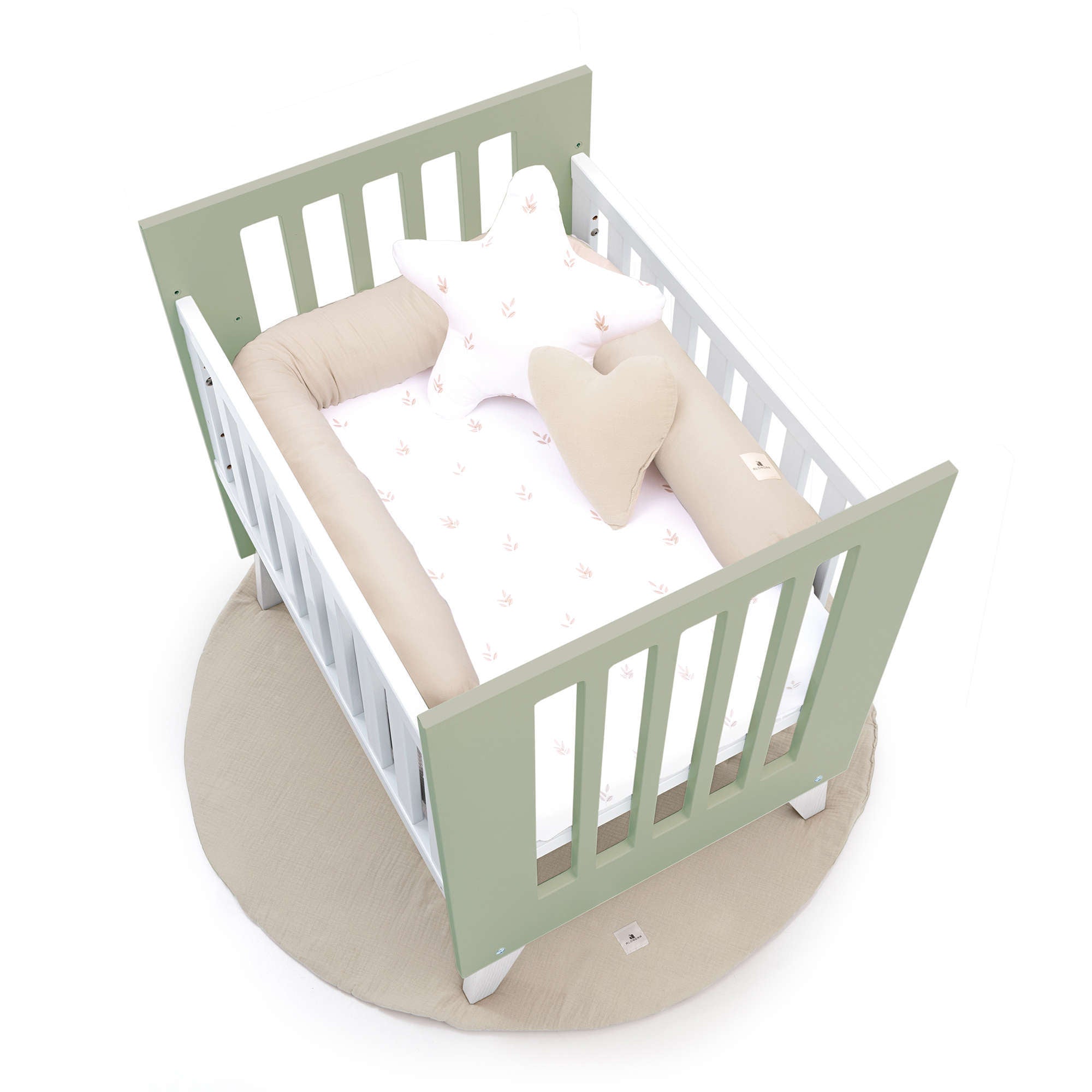 Crib 60x80 cm for co-sleeping (5in1) white/green-olive · Nexo Uno Erba