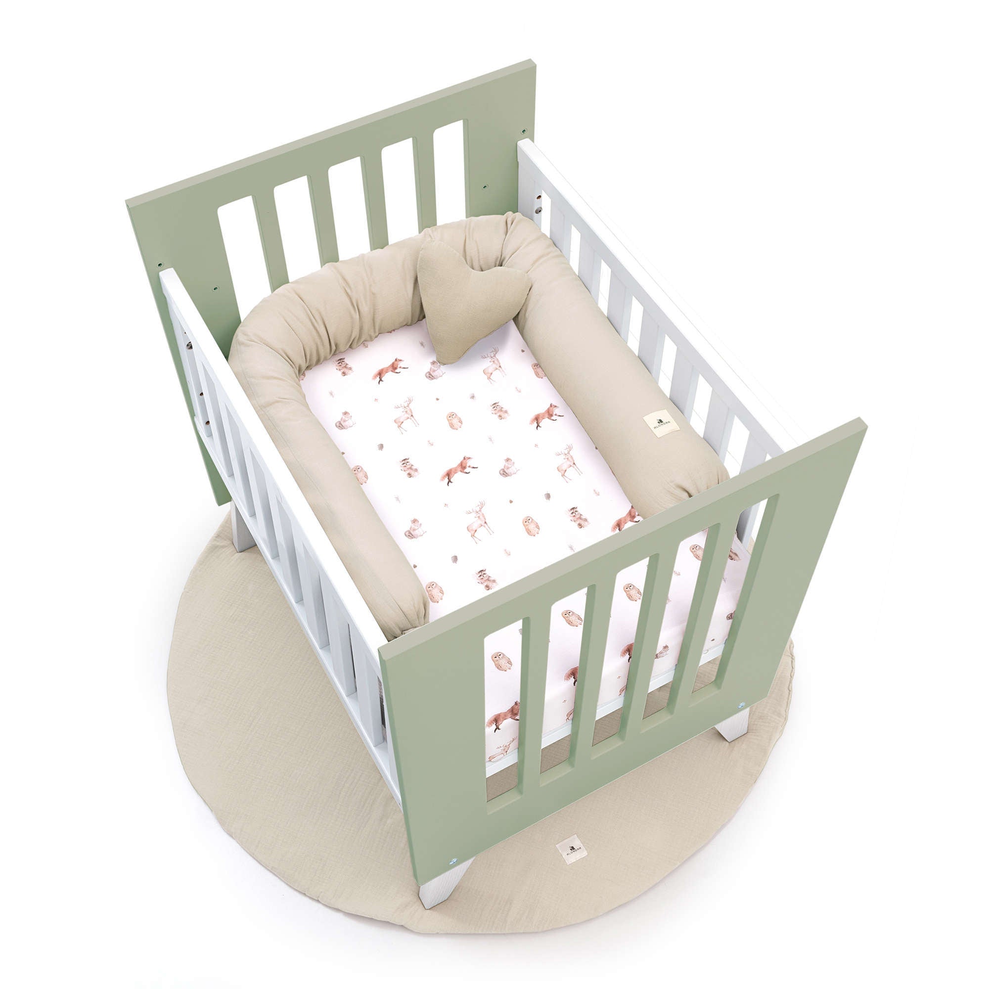 Crib 60x80 cm for co-sleeping (5in1) white/green-olive · Nexo Uno Erba